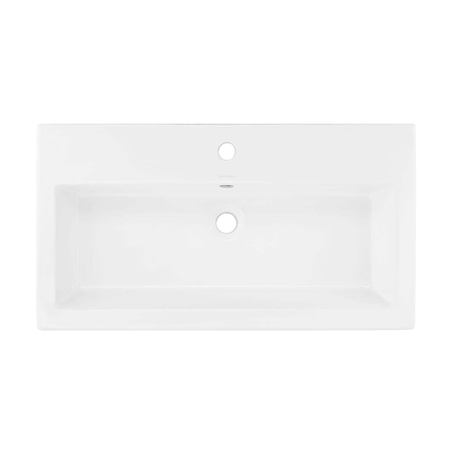 Swiss Madison, Voltaire Wide Rectangle Wall-Mount Sink in Shiny White