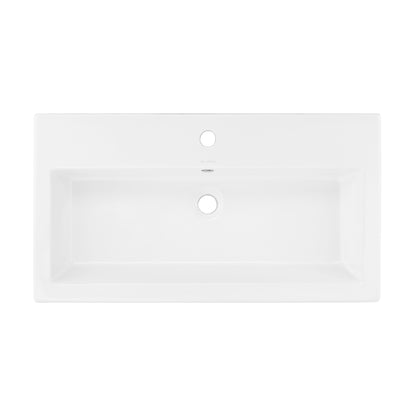 Swiss Madison, Voltaire Wide Rectangle Wall-Mount Sink in Shiny White