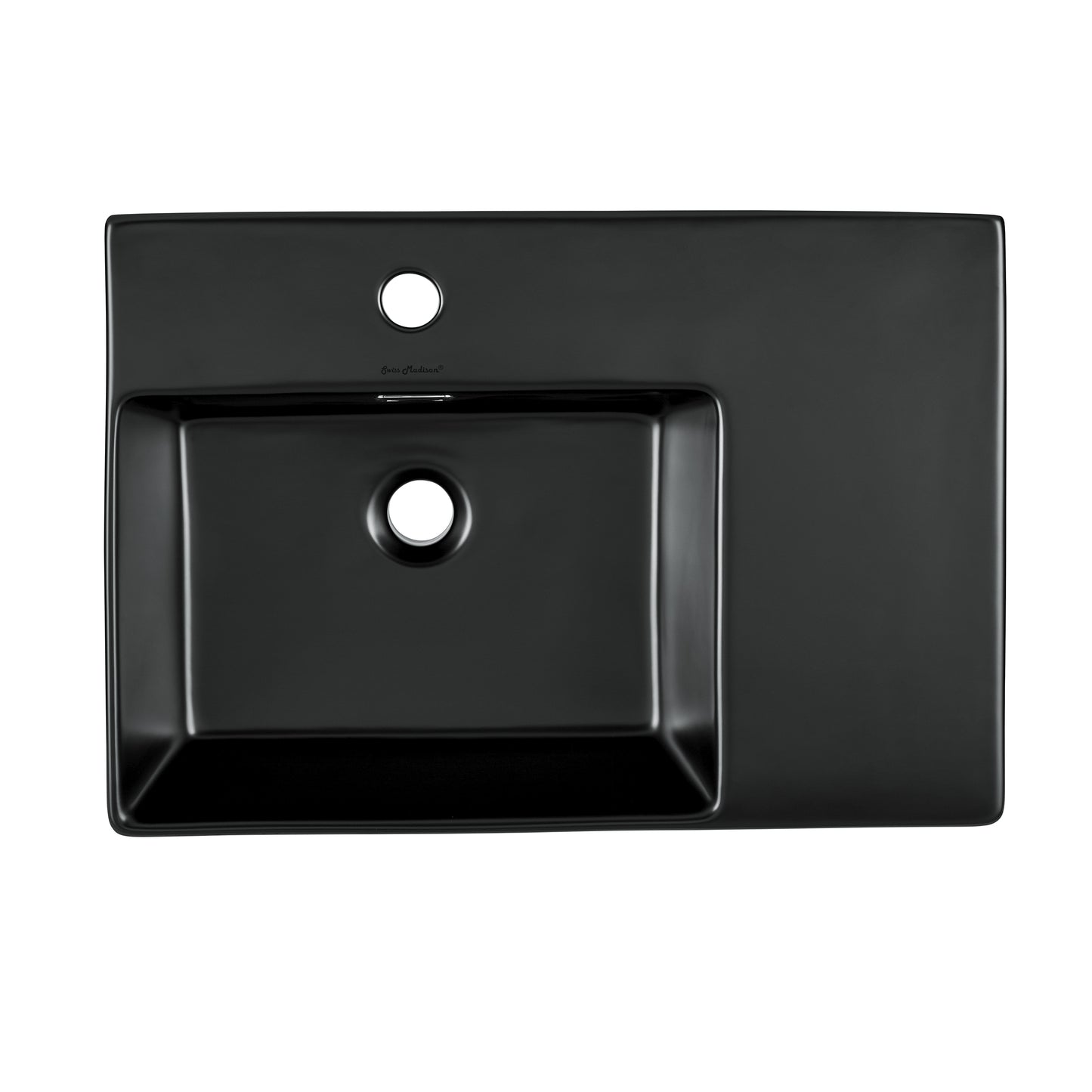 Swiss Madison, St. Tropez 24 x 18 Ceramic Wall Hung Sink with Left Side Faucet Mount, Matte Black