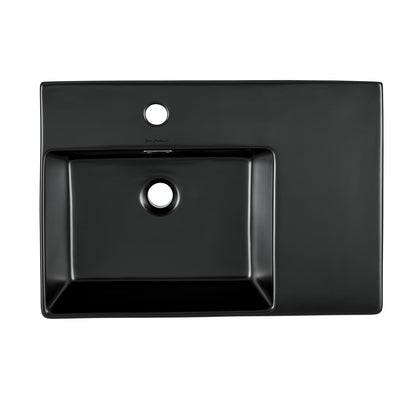 Swiss Madison, St. Tropez 24 x 18 Ceramic Wall Hung Sink with Left Side Faucet Mount, Matte Black