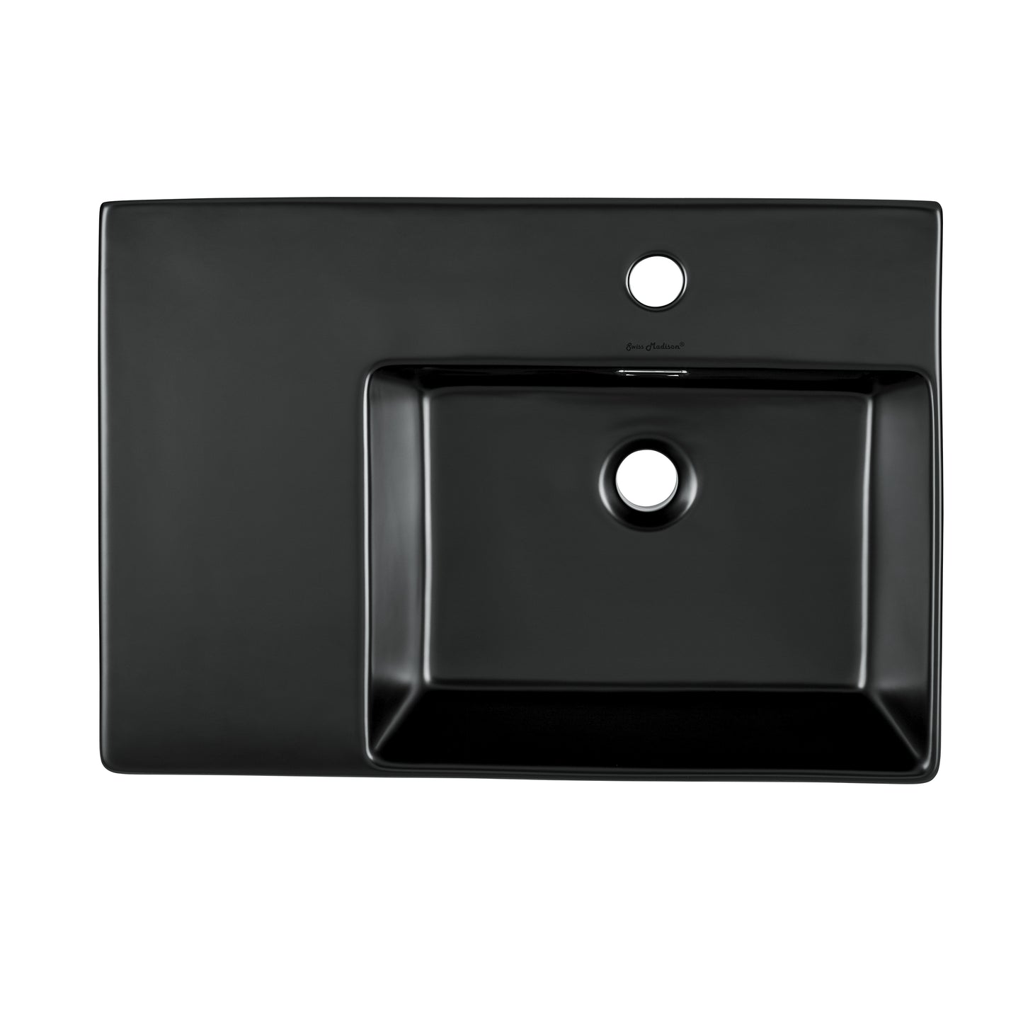 Swiss Madison, St. Tropez 24 x 18 Ceramic Wall Hung Sink with Right Side Mount, Matte Black