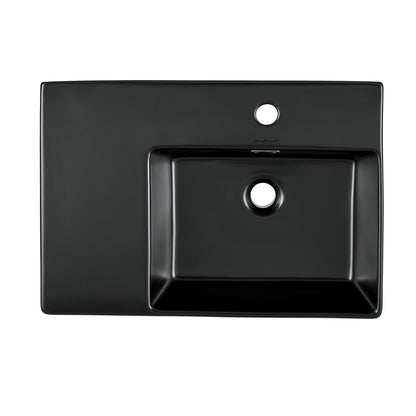Swiss Madison, St. Tropez 24 x 18 Ceramic Wall Hung Sink with Right Side Mount, Matte Black
