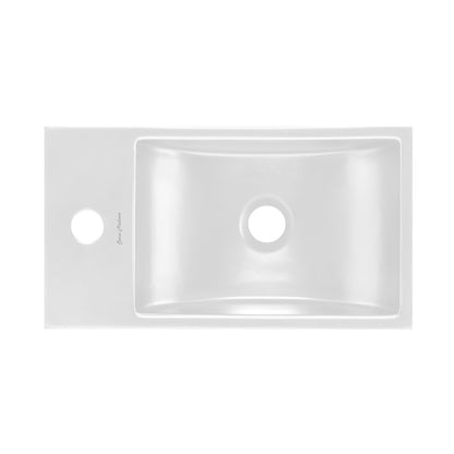 Swiss Madison, Lisse 16" Concrete Rectangle Wall-Mounted Sink with Left Side Faucet Mount in Matte White