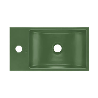 Swiss Madison, Lisse 16" Concrete Rectangle Wall-Mounted Sink with Left Side Faucet Mount in Matte Royal Green