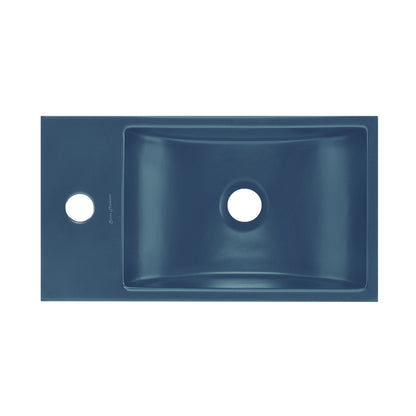 Swiss Madison, Lisse 16" Concrete Rectangle Wall-Mounted Sink with Left Side Faucet Mount in Matte Royal Blue