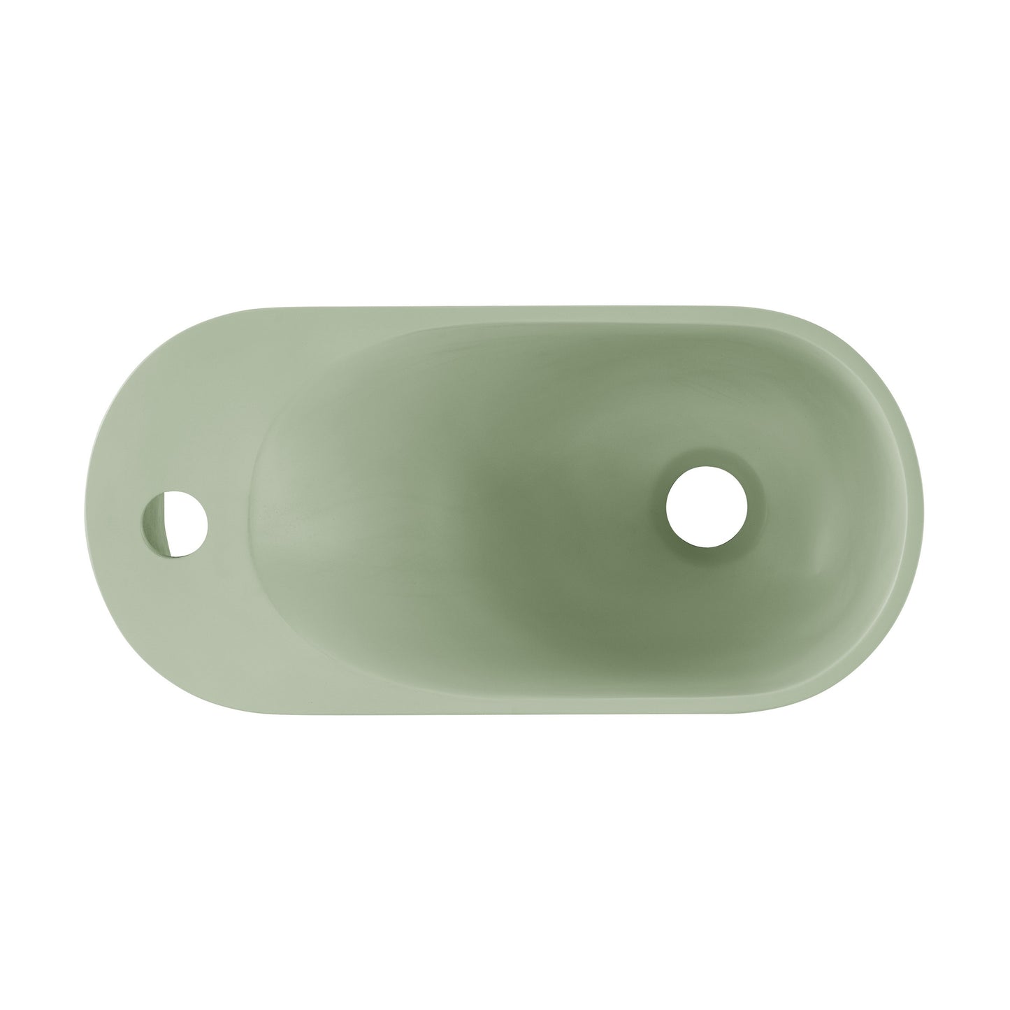 Swiss Madison, Terre 18" Solid Surface Oval Wall-Mounted Sink with Left Side Faucet Mount in Matte Palm Green