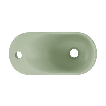 Swiss Madison, Terre 18" Solid Surface Oval Wall-Mounted Sink with Left Side Faucet Mount in Matte Palm Green