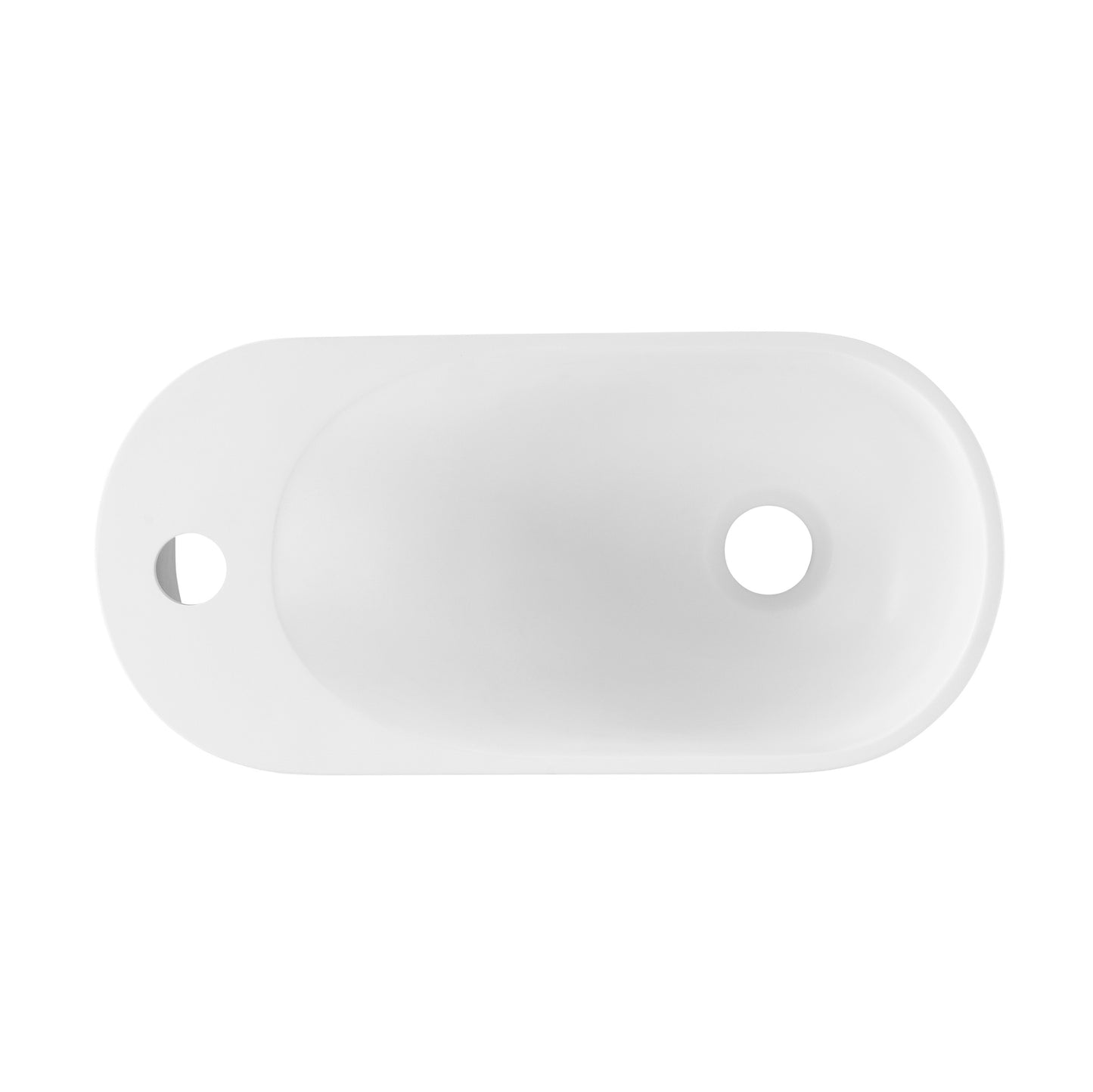 Swiss Madison, Terre 18" Solid Surface Oval Wall-Mounted Sink with Left Side Faucet Mount in Matte White