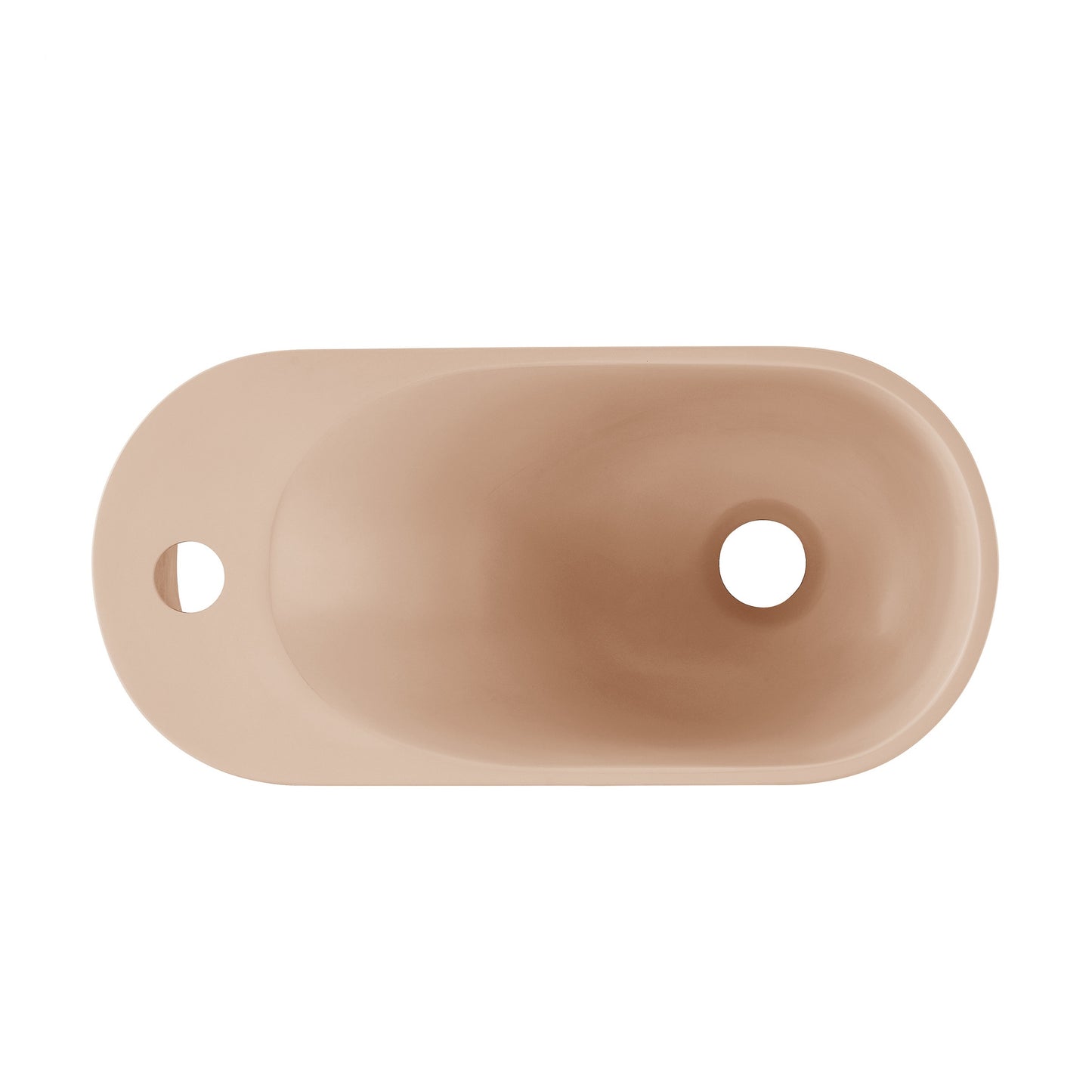 Swiss Madison, Terre 18" Solid Surface Oval Wall-Mounted Sink with Left Side Faucet Mount in Matte Pastel Peach