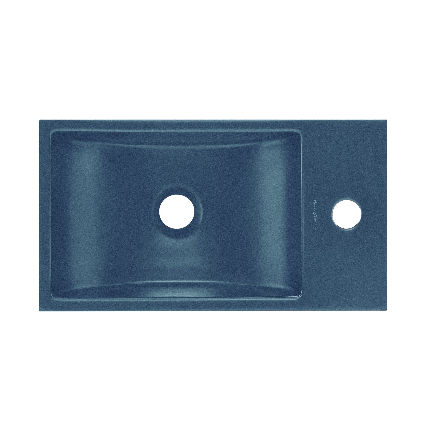 Swiss Madison, Lisse 16" Concrete Rectangle Wall-Mounted Sink with Right Side Faucet Mount in Matte Royal Blue