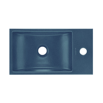 Swiss Madison, Lisse 16" Concrete Rectangle Wall-Mounted Sink with Right Side Faucet Mount in Matte Royal Blue