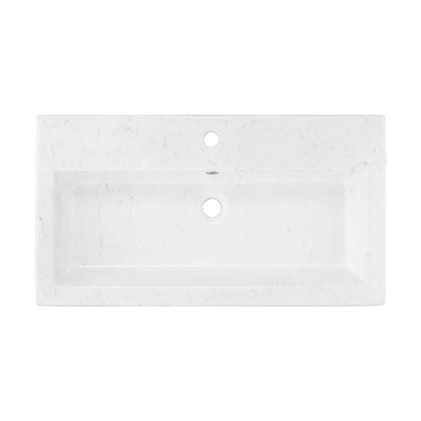 Swiss Madison, Voltaire Wide Rectangle Wall Hung Sink in Static Marble