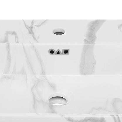 Swiss Madison, St. Tropez 24" Left Side Faucet Wall-Mount Bathroom Sink in White Marble