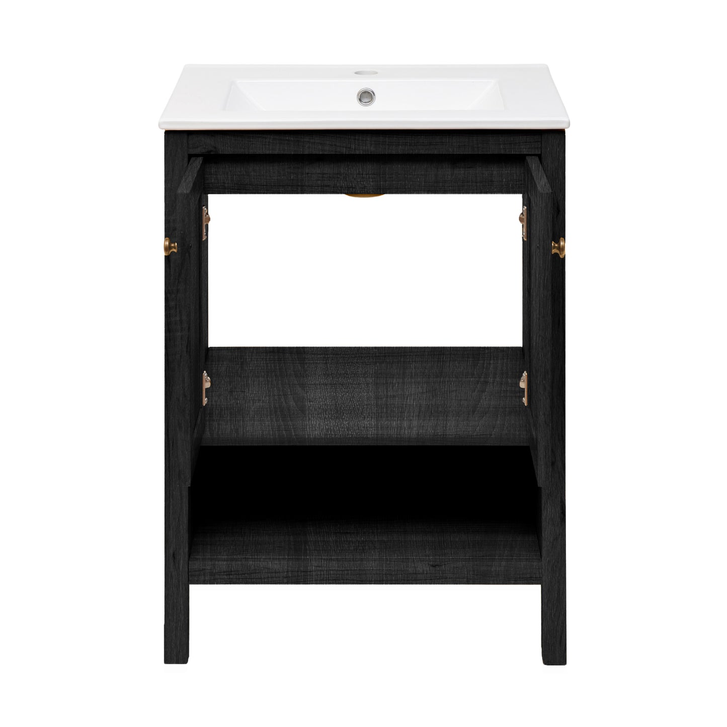 Swiss Madison, Chateau 24" Freestanding Bathroom Vanity in Black Oak with Sink Top