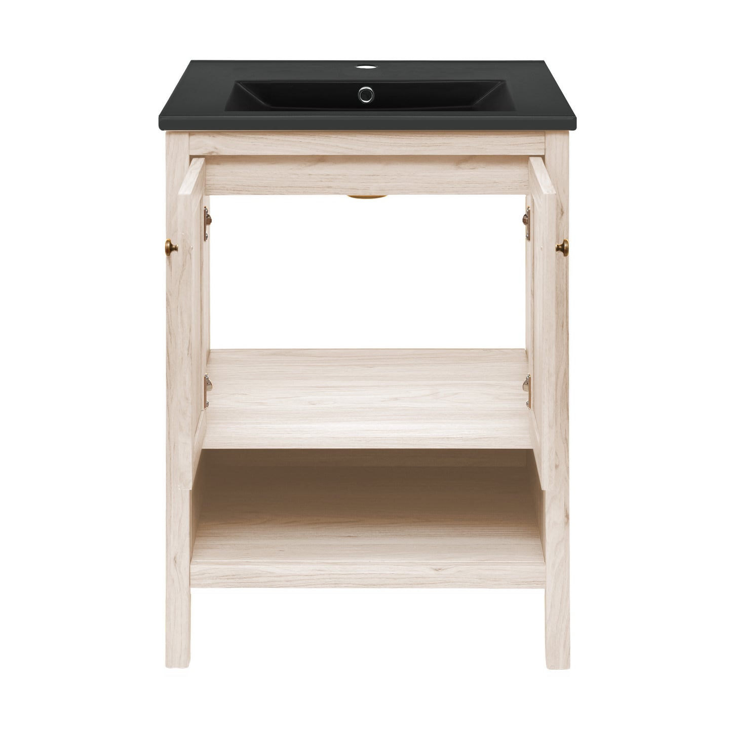 Swiss Madison, Chateau 24" Freestanding Bathroom Vanity in White Oak with Black Sink Top
