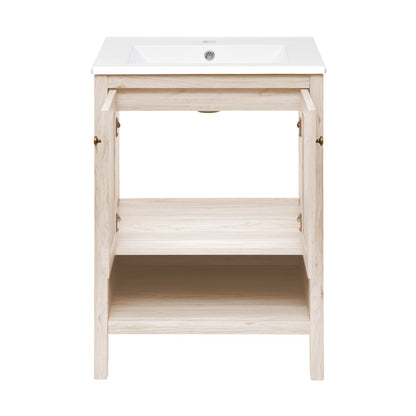 Swiss Madison, Chateau 24" Freestanding Bathroom Vanity in White Oak with Sink Top