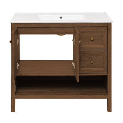 Swiss Madison Chateau 36-inch freestanding bathroom vanity in Brown Oak — view 8