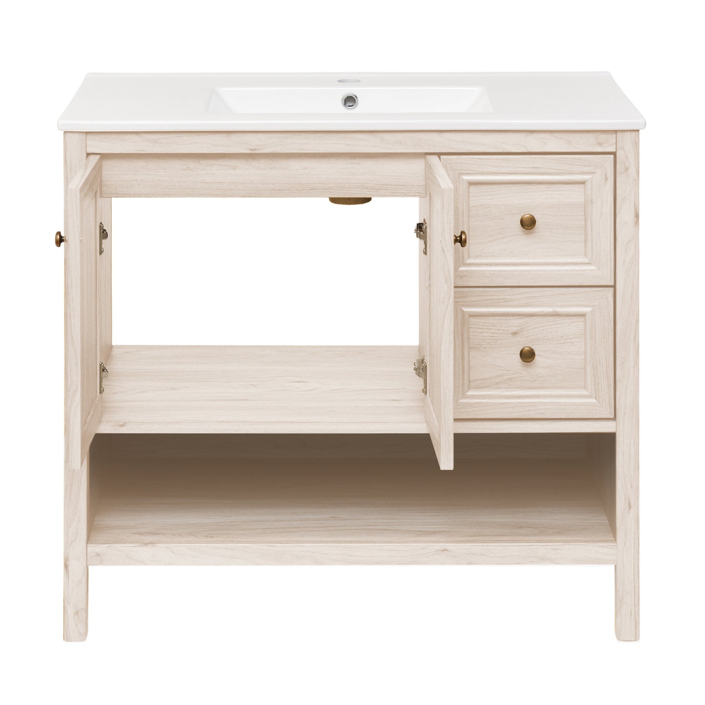 Swiss Madison, Chateau 36" Freestanding Bathroom Vanity in White Oak with Sink Top