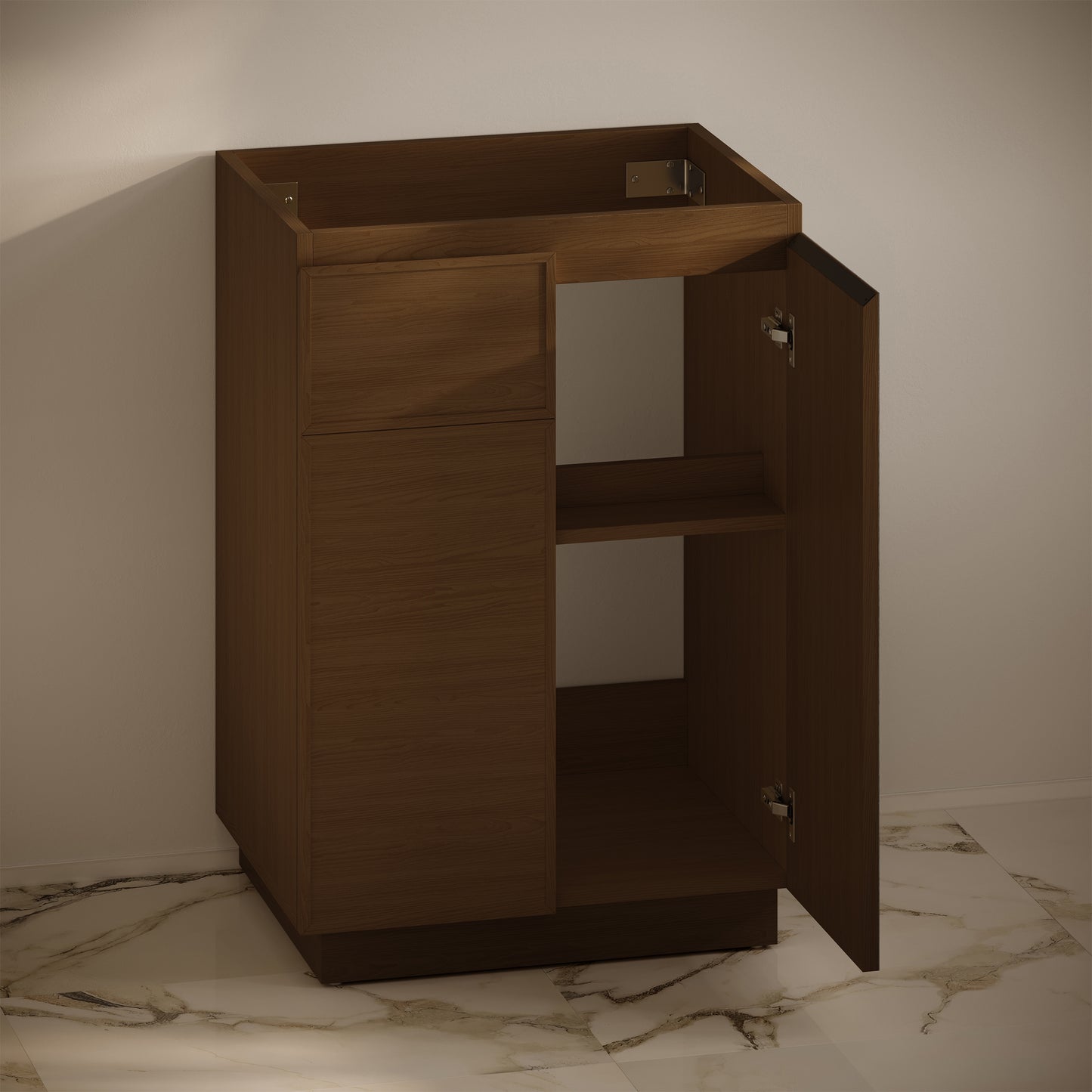 Swiss Madison, St. Tropez 24" Freestanding Bathroom Vanity Cabinet without Top in Brown Oak