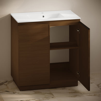 Swiss Madison St. Tropez 36-inch freestanding bathroom vanity in Brown Oak — view 8