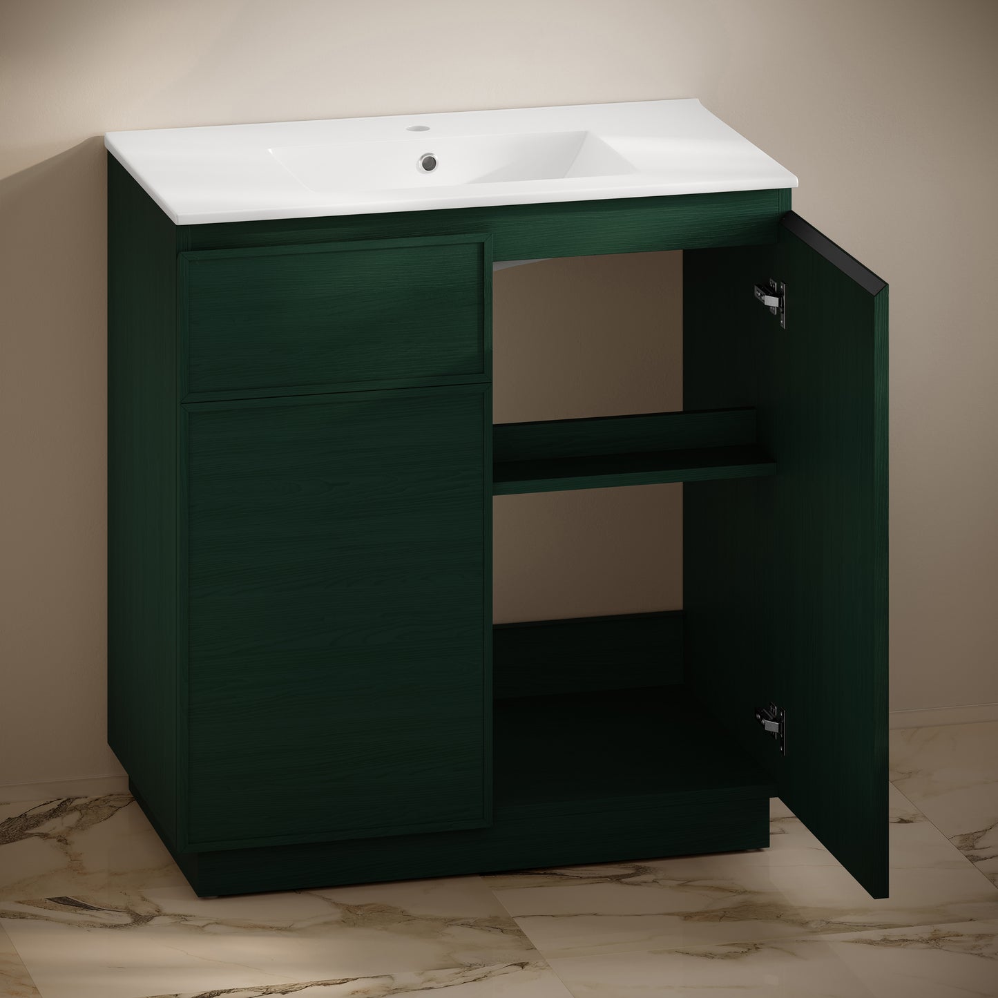 Swiss Madison St. Tropez 36-inch freestanding bathroom vanity in Green Oak — view 8