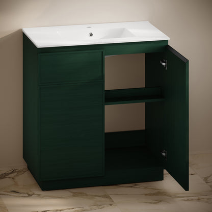 Swiss Madison St. Tropez 36-inch freestanding bathroom vanity in Green Oak — view 8