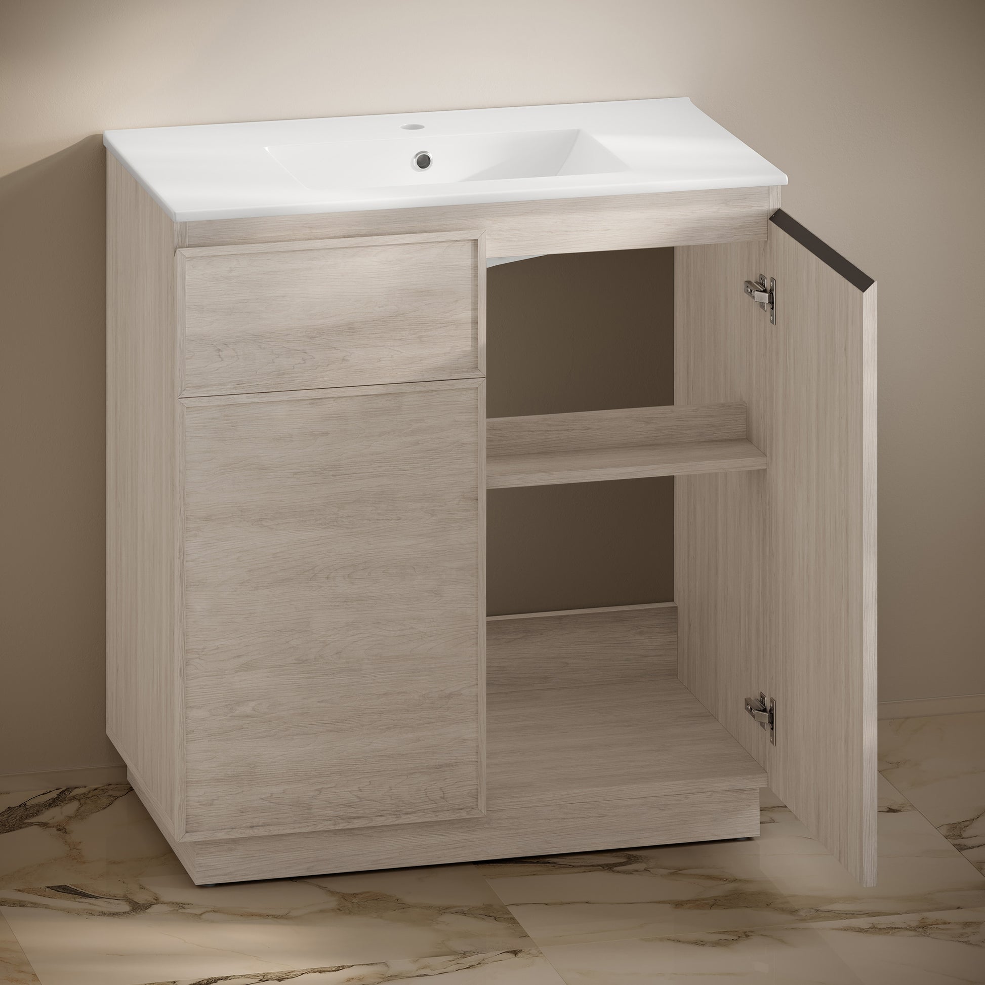 Swiss Madison St. Tropez 36-inch freestanding bathroom vanity in White Oak — view 8