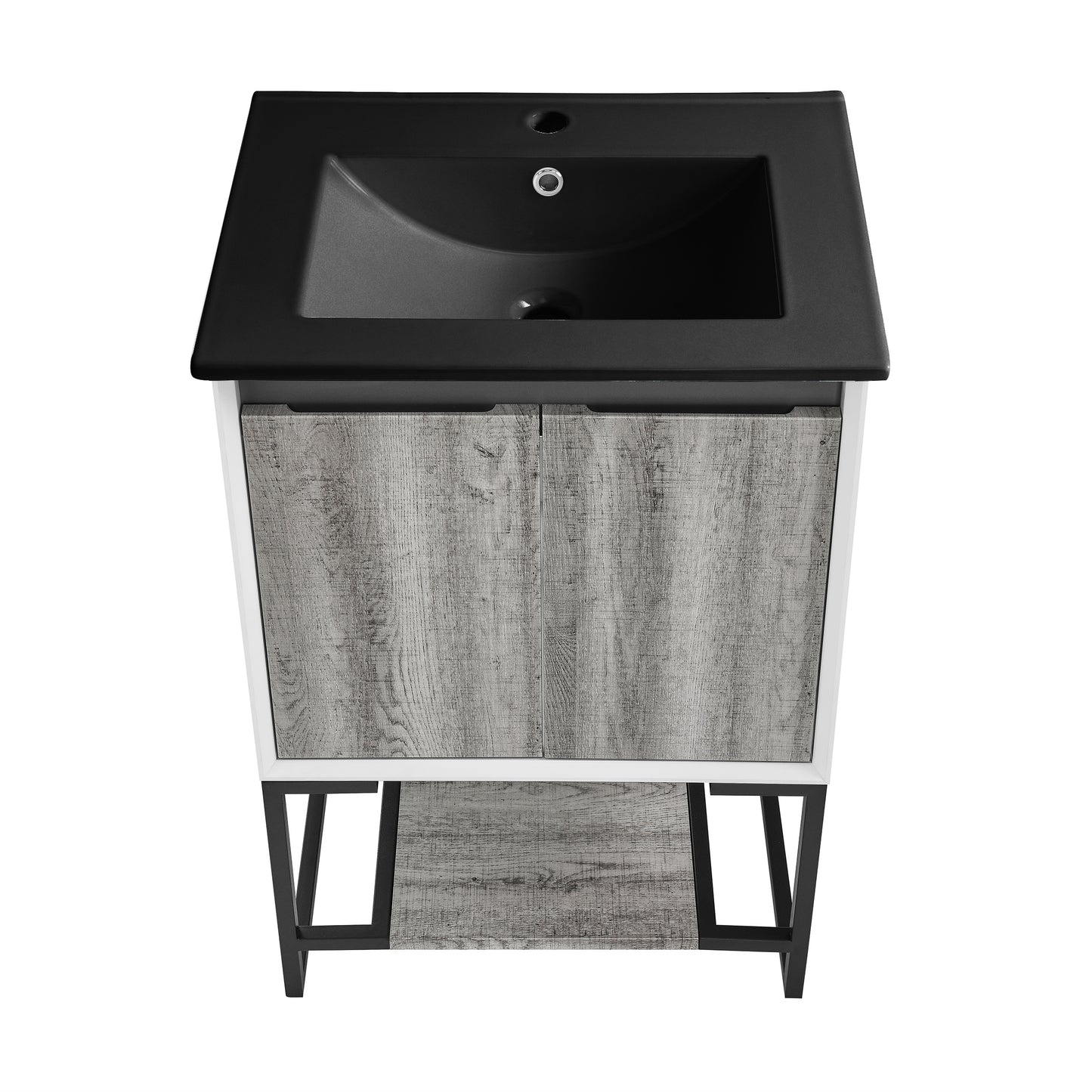 Swiss Madison, Marseille 24 in. Gray Oak Bathroom Vanity With Black Ceramic Sink Top