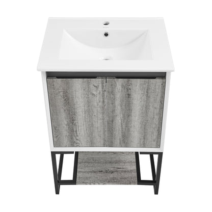 Swiss Madison, Marseille 24 Single, Two Doors, Open Shelf Bathroom Vanity