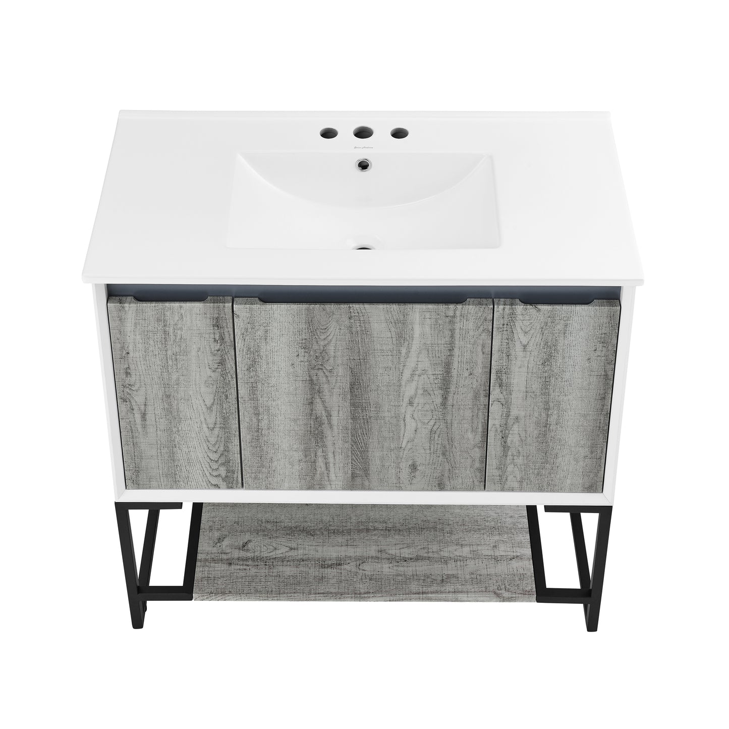 Swiss Madison, Marseille 36 in. Gray Bathroom Vanity With White, 3-Hole Ceramic Sink Top