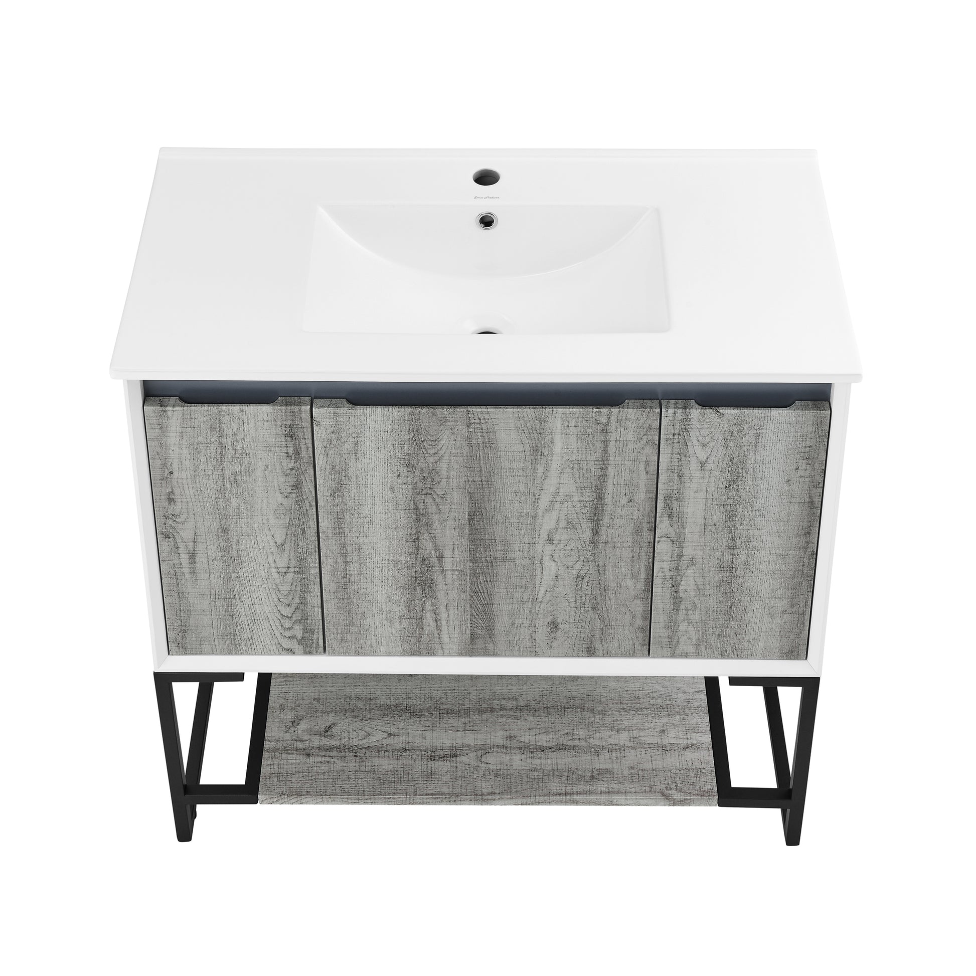 Swiss Madison Marseille 36-inch freestanding bathroom vanity in Gray Oak — view 9
