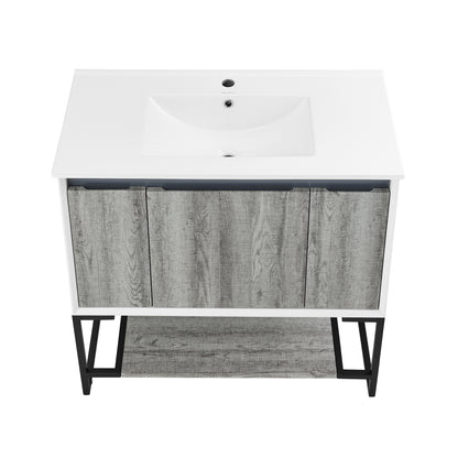 Swiss Madison Marseille 36-inch freestanding bathroom vanity in Gray Oak — view 9