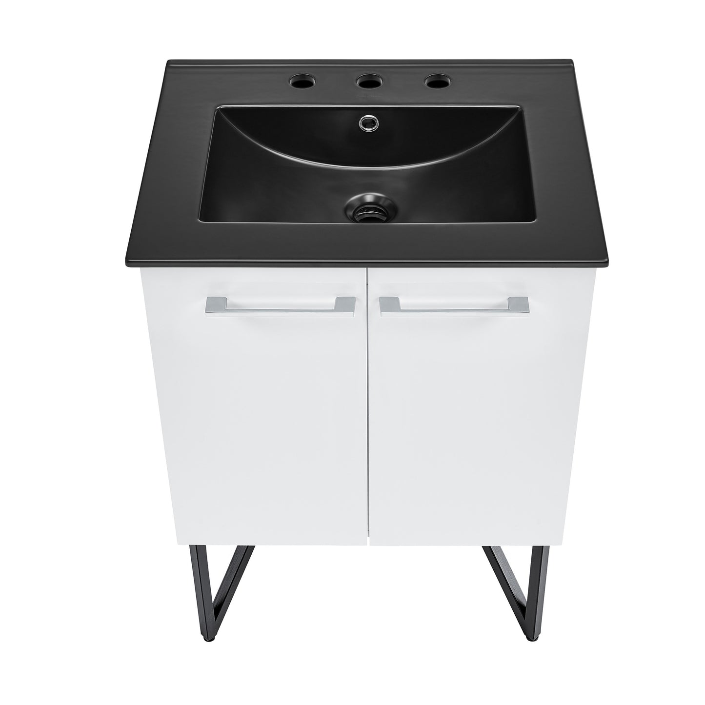 Swiss Madison, Annecy 24 in. White Bathroom Vanity With Black, 3-Hole Ceramic Sink Top