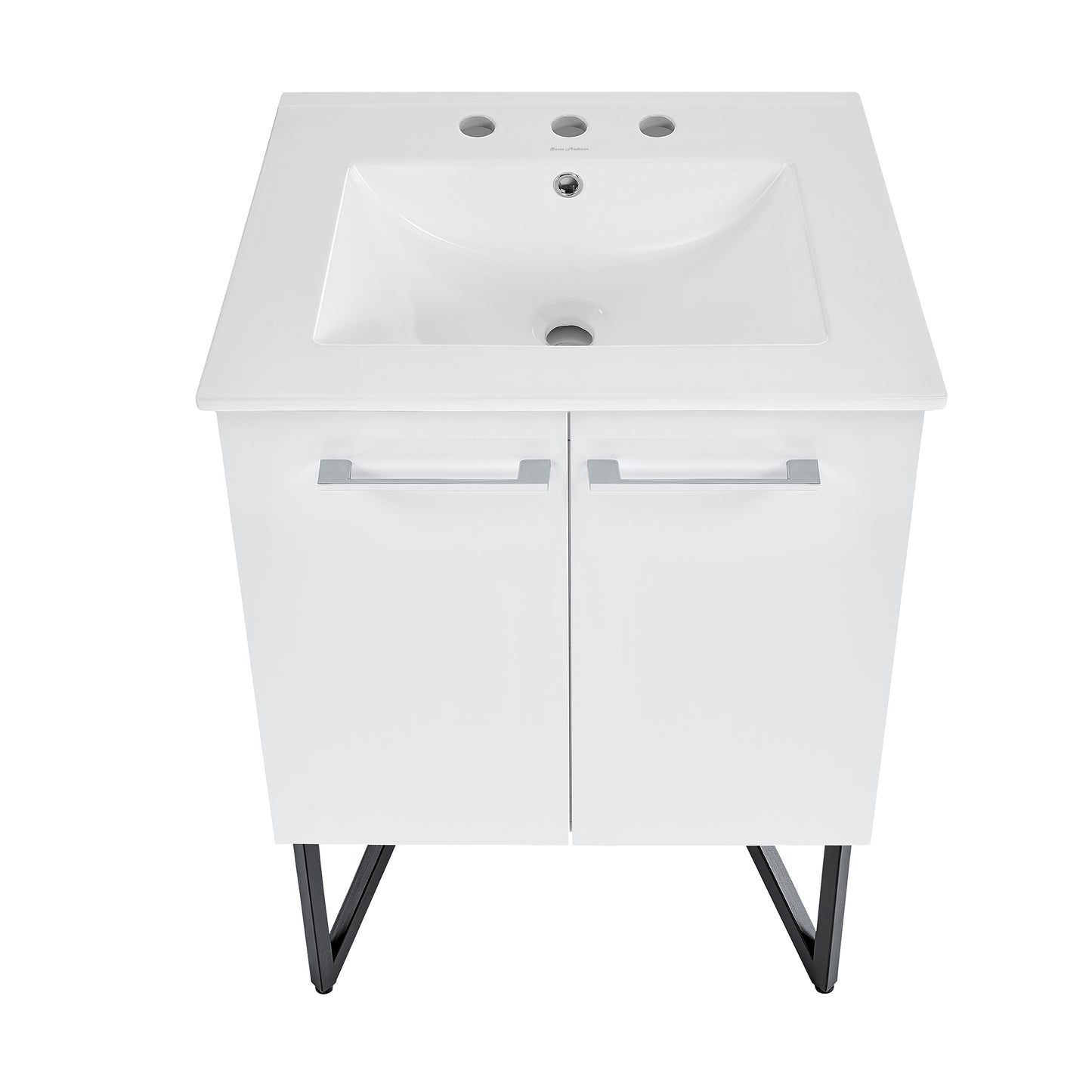 Swiss Madison, Annecy 24 in. White Bathroom Vanity With White, 3-Hole Ceramic Sink Top