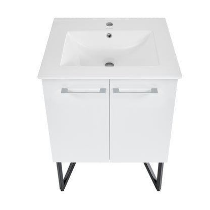 Swiss Madison, Annecy 24" Freestanding Bathroom Vanity in White with Sink Top