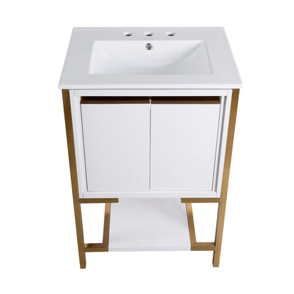 Swiss Madison, Marseille 24 in. White Bathroom Vanity With White, 3-Hole Ceramic Sink Top
