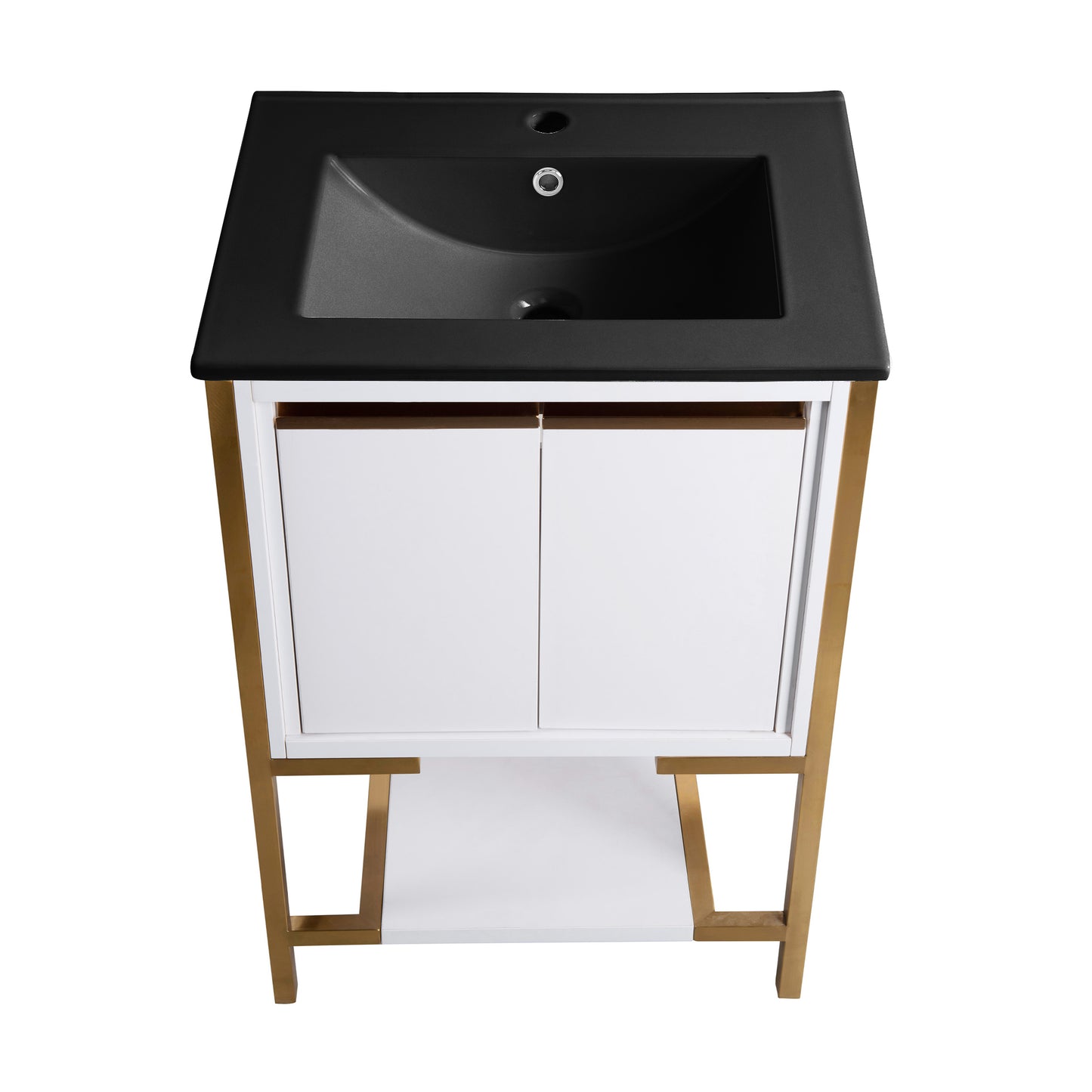 Swiss Madison, Marseille 24 in. White Bathroom Vanity With Black Ceramic Sink Top