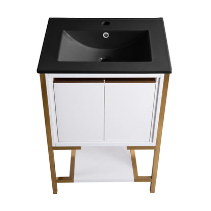 Swiss Madison, Marseille 24 in. White Bathroom Vanity With Black Ceramic Sink Top