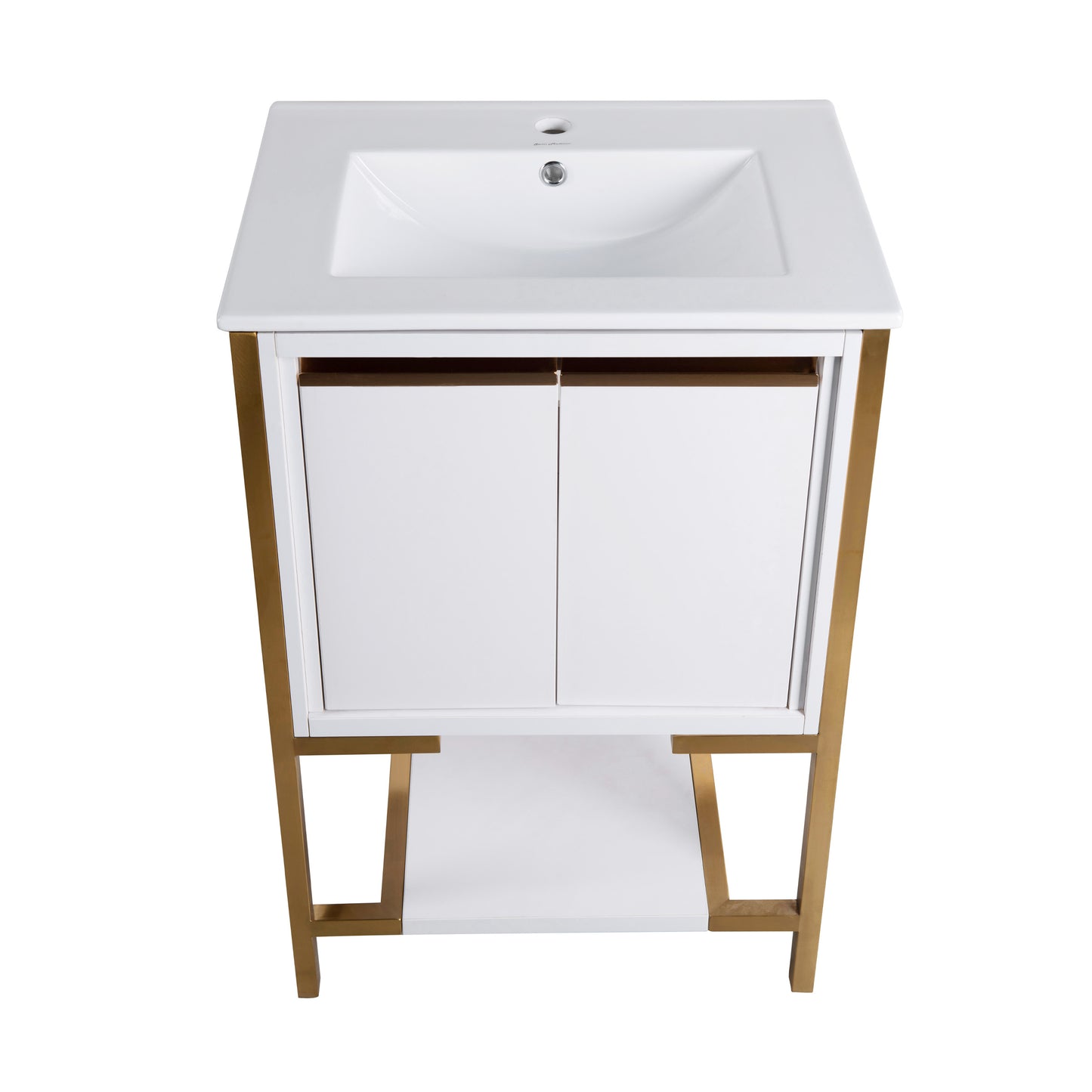 Swiss Madison, Marseille 24" Bathroom Vanity in White and Brushed Gold