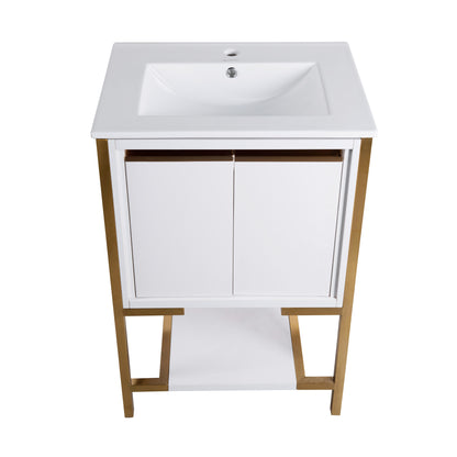 Swiss Madison, Marseille 24" Bathroom Vanity in White and Brushed Gold