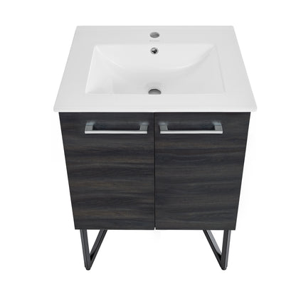 Swiss Madison, Annecy 24" Freestanding Bathroom Vanity in Black Walnut with Sink Top
