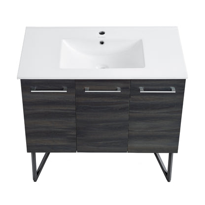 Swiss Madison, Annecy 36" Freestanding Bathroom Vanity in Black Walnut with Sink Top