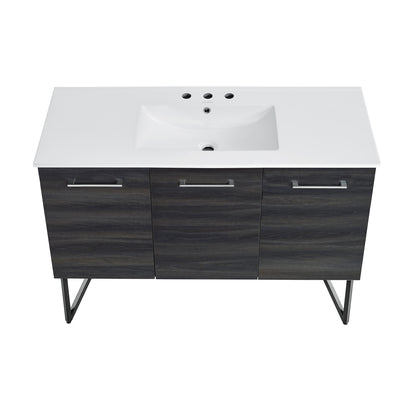 Swiss Madison, Annecy 48 in. Black Walnut Bathroom Vanity With White, 3-Hole Ceramic Sink Top