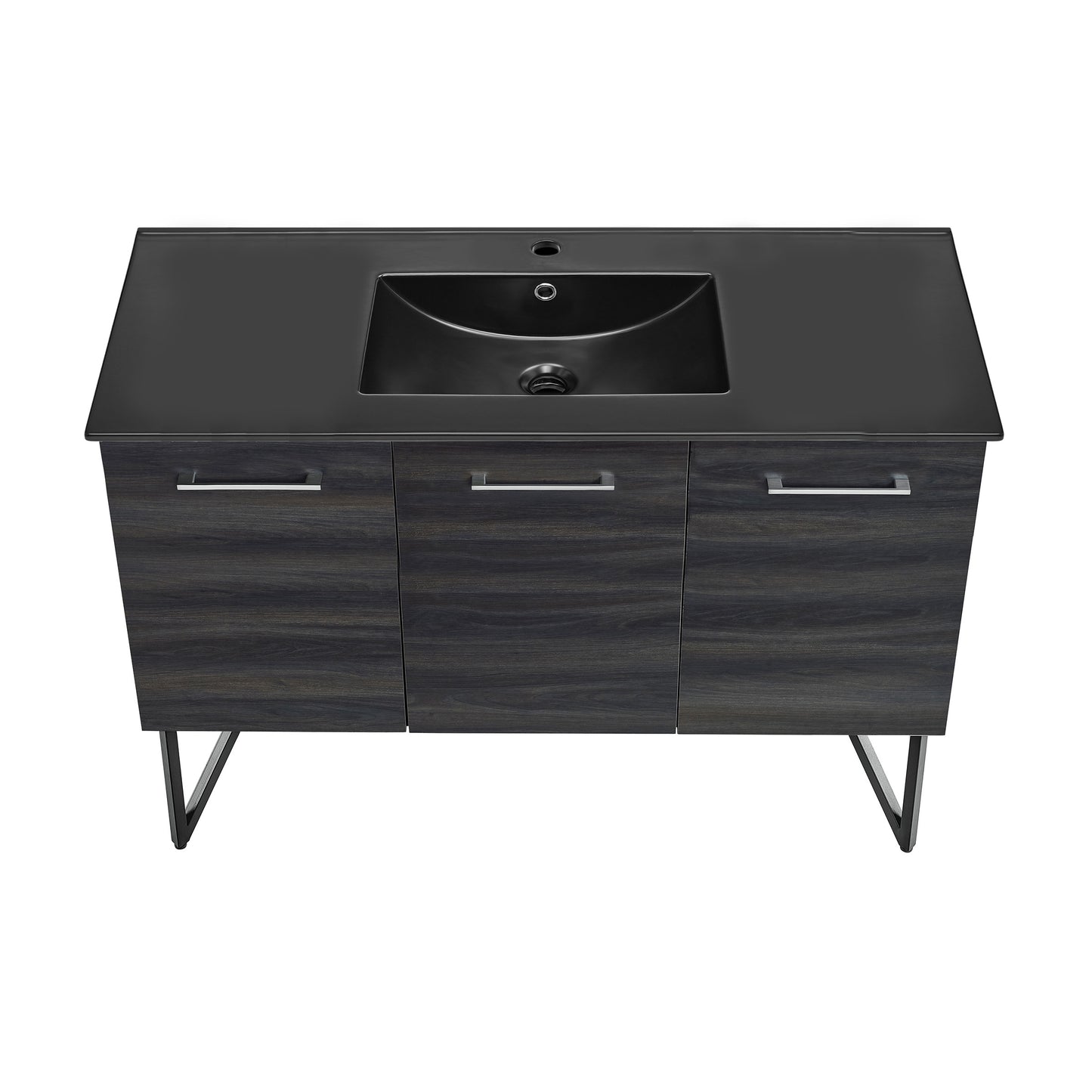 Swiss Madison, Annecy 48 in. Black Walnut Bathroom Vanity With Black Ceramic Sink Top