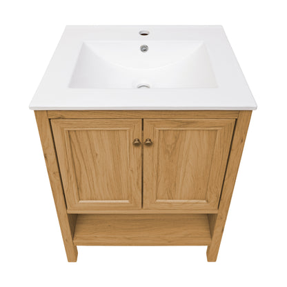 Swiss Madison, Chateau 24" Freestanding Bathroom Vanity in Golden Oak with Sink Top