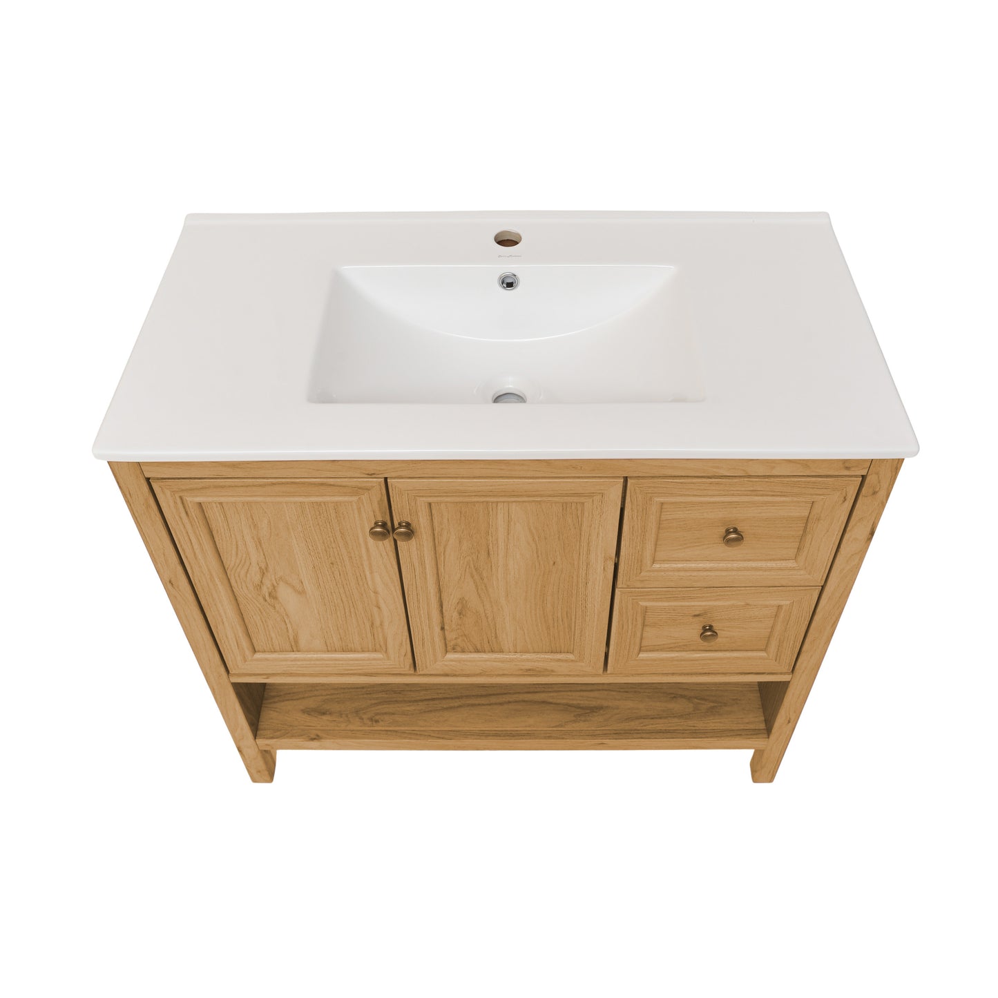 Swiss Madison Chateau 36-inch freestanding bathroom vanity in Golden Oak — view 10