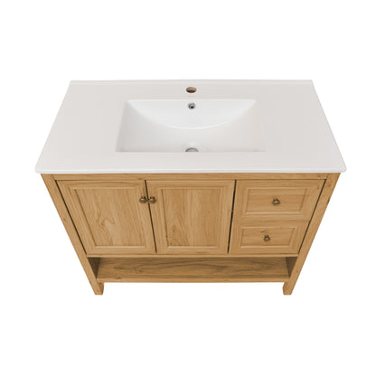Swiss Madison Chateau 36-inch freestanding bathroom vanity in Golden Oak — view 10