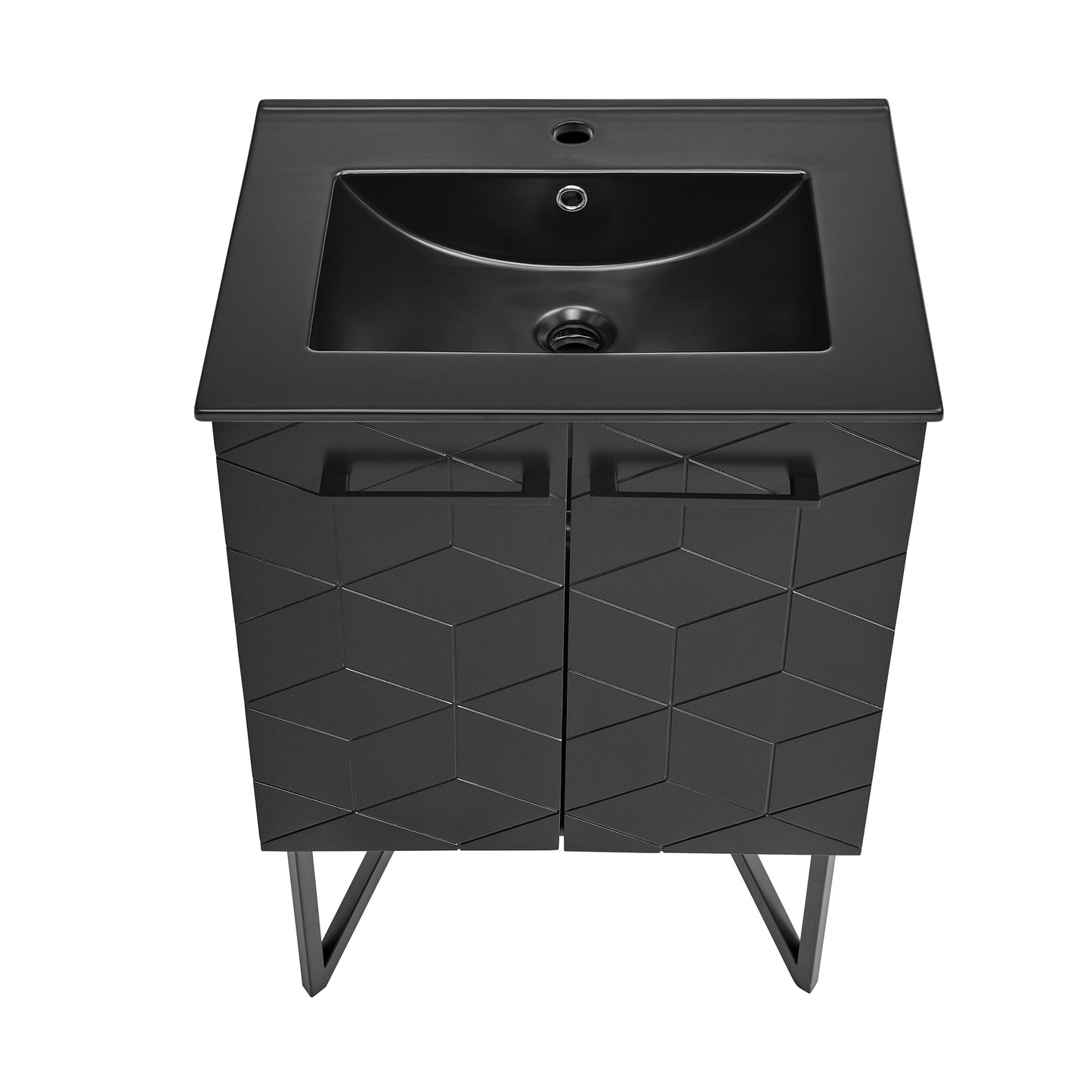 Swiss Madison, Annecy 24 in. Phantom Black Bathroom Vanity With Black Ceramic Sink Top