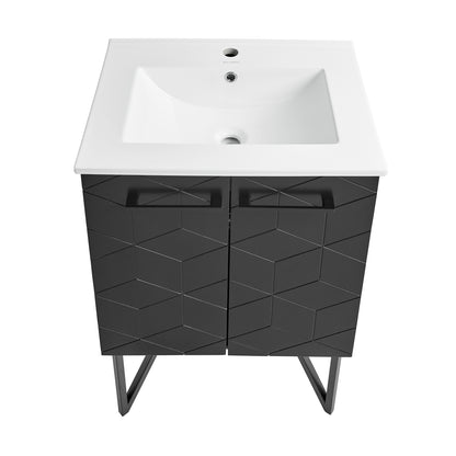 Swiss Madison, Annecy 24" Freestanding Bathroom Vanity in Phantom Black with Sink Top