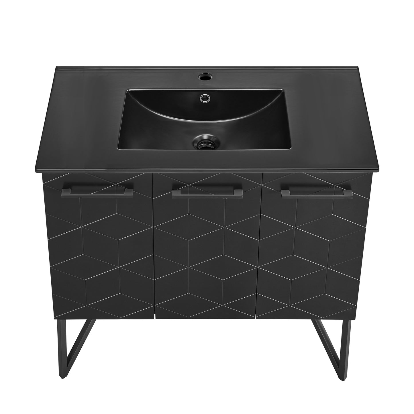 Swiss Madison, Annecy 36 in. Phantom Black Bathroom Vanity With Black Ceramic Sink Top